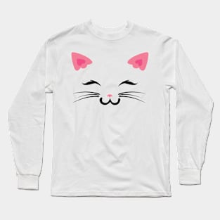 Happy Kawaii Cat Face Long Sleeve T-Shirt